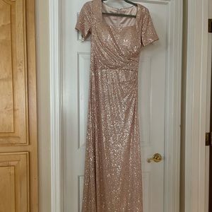 Rose gold floor length dress
